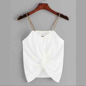 NWT White knit top w/ link straps and front knot